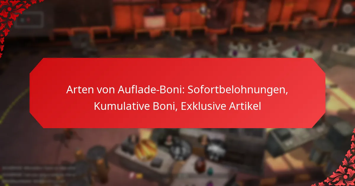 Arten von Auflade-Boni: Sofortbelohnungen, Kumulative Boni, Exklusive Artikel